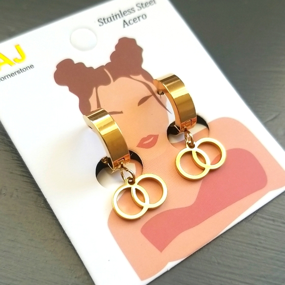 3 for $15 Stainless Steel Small Hoop Earrings - Picture 2 of 3